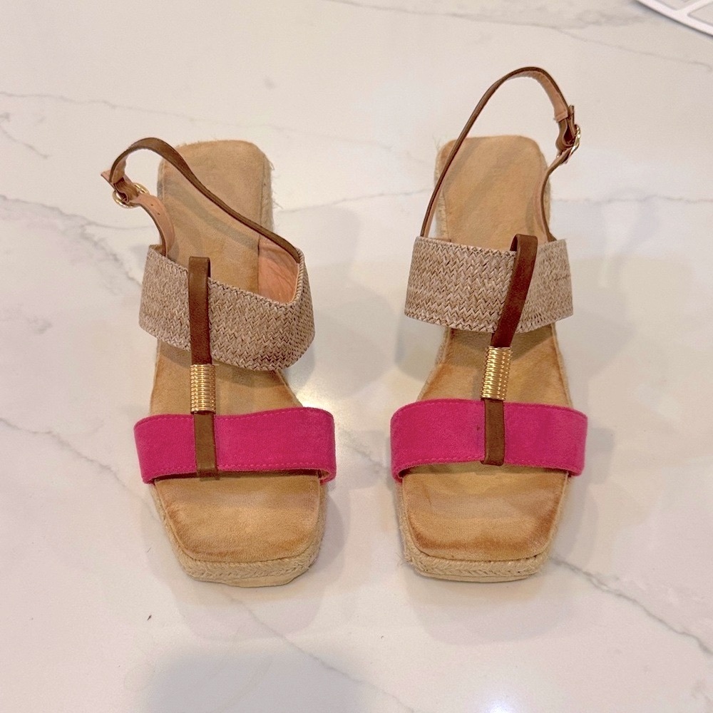 Espadrilles with bright pink and brown-purchased in San Sebastián! Size 9